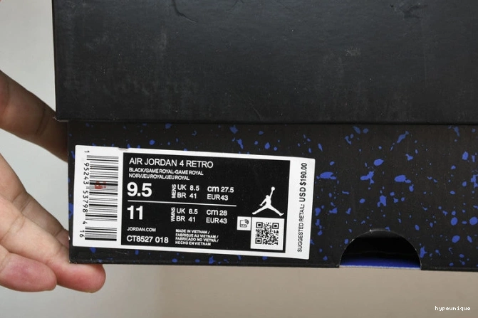 HYPE CT8527-018 Royal Black Game Jordan Retro 4 0716